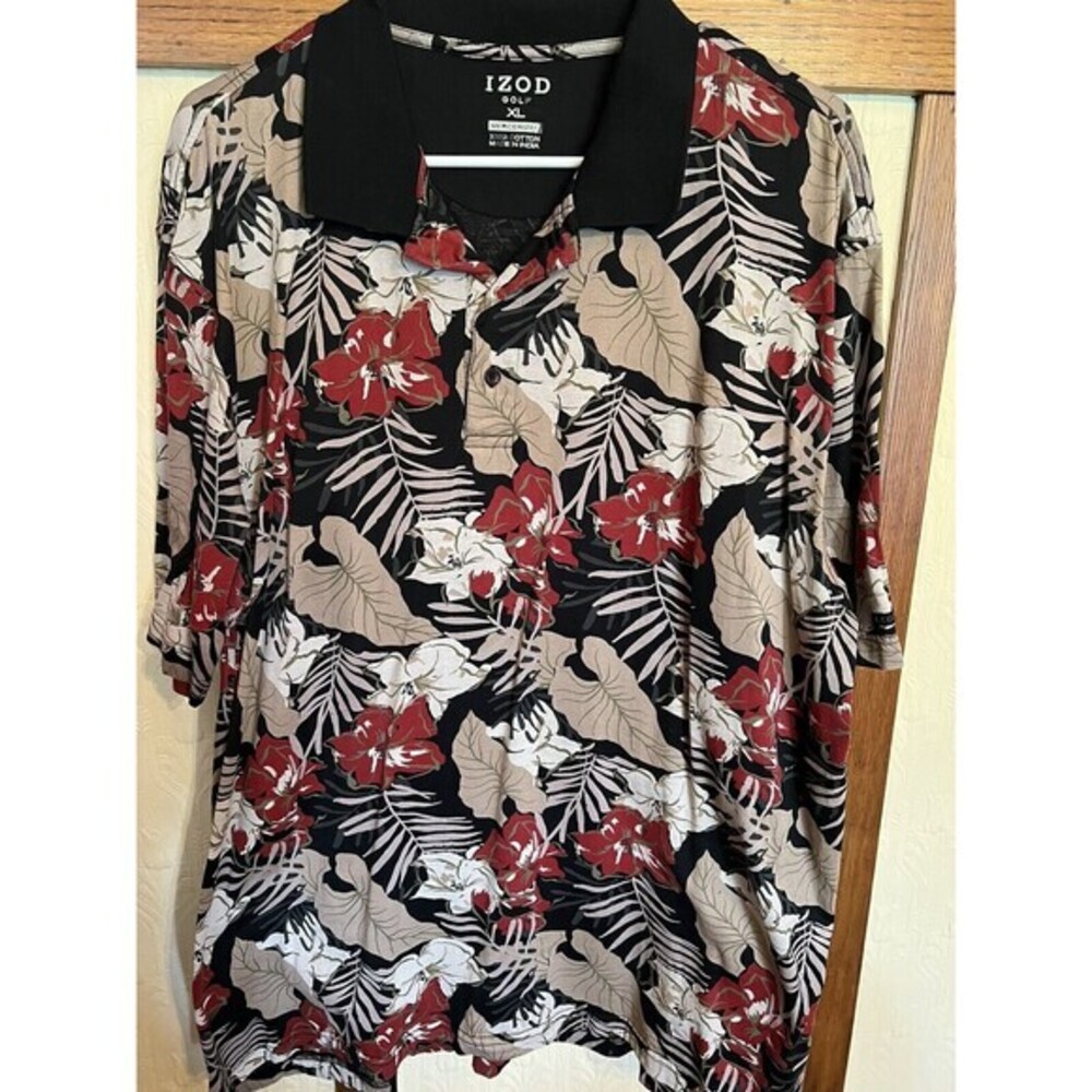 Vintage Izod Men's Hawaiian Golf Shirt Short Sleeve Polo Size XL